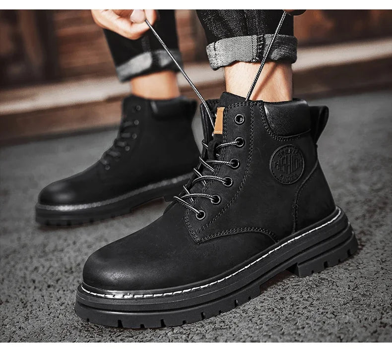 High-Quality Men’s & Women’s Lace-Up Leather High Top Boots